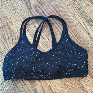 Beyond Yoga- Women's Black Sports Bra with Speckled Design, size S